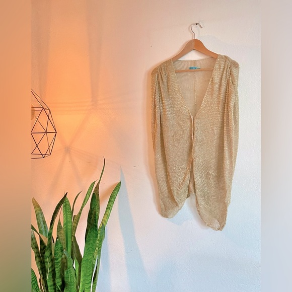 Alice + Olivia Sweaters - Alice + Olivia Oversized Gold Loose Knit Vest